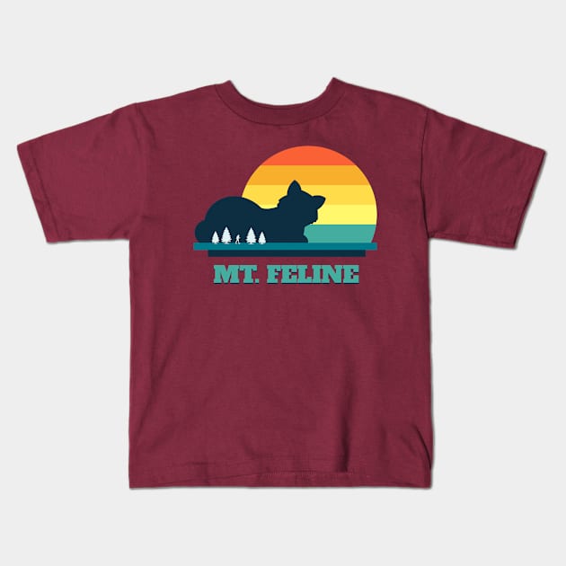 Mount Feline, Nature Trekking Feline Lover Kids T-Shirt by vystudio